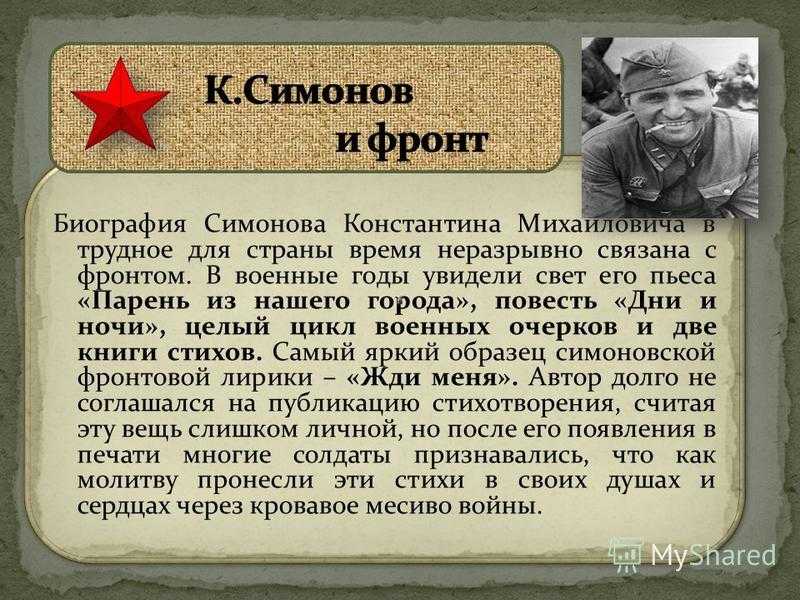 План конспект биографии симонова