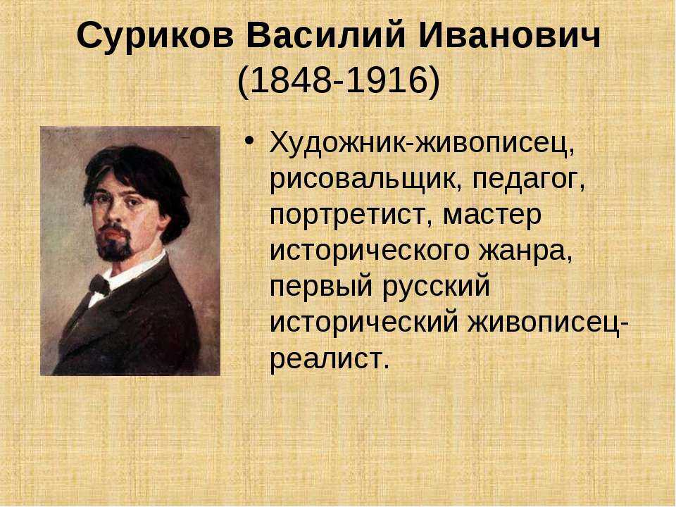 Суриков презентация биография и творчество