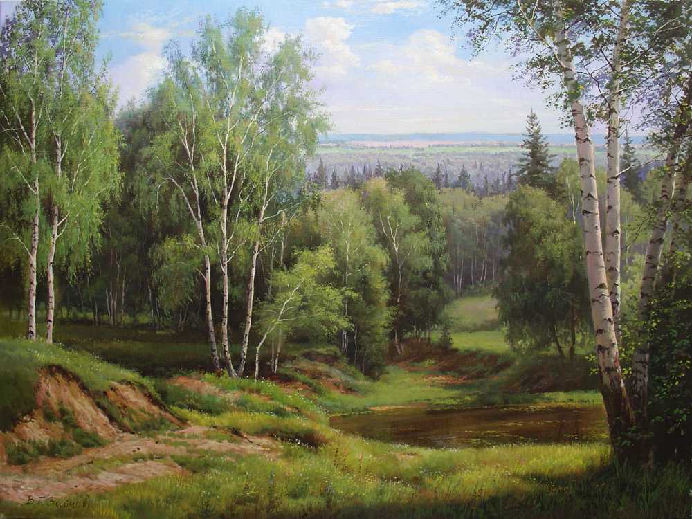 Впервые образ русской природы появился в творчестве. Картины Березовая роща Зорюков.